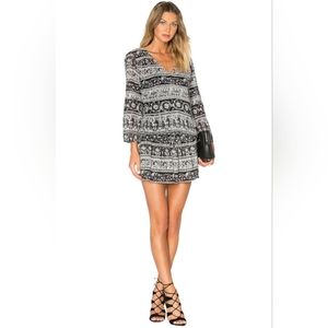 Joie Women's Vork V-Neck Blouson Cotton Gauze Black Peasant Mini Dress Size L